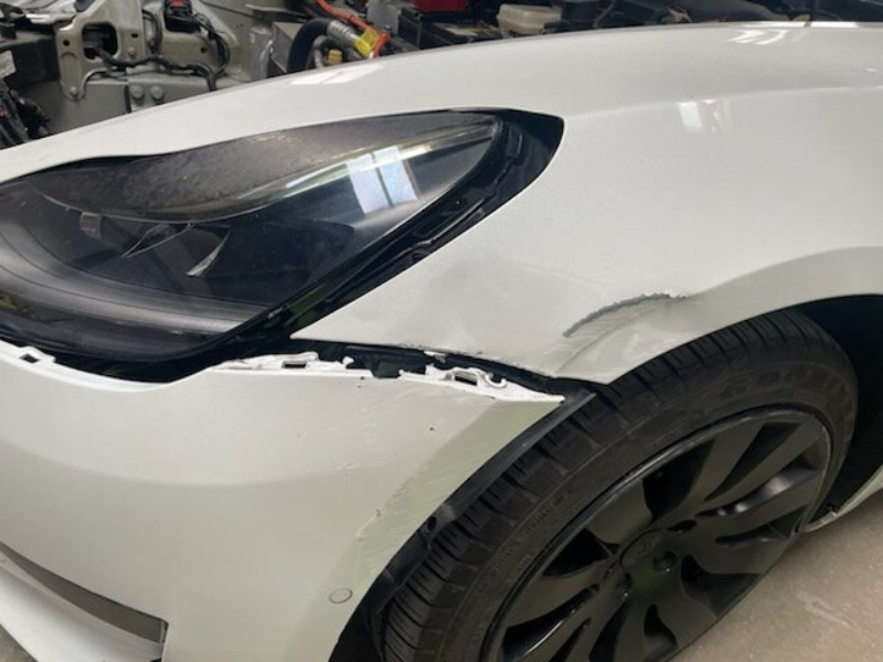Before headlight and bumper repair